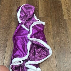 Purple Velvet Dog Coat with White Trim
